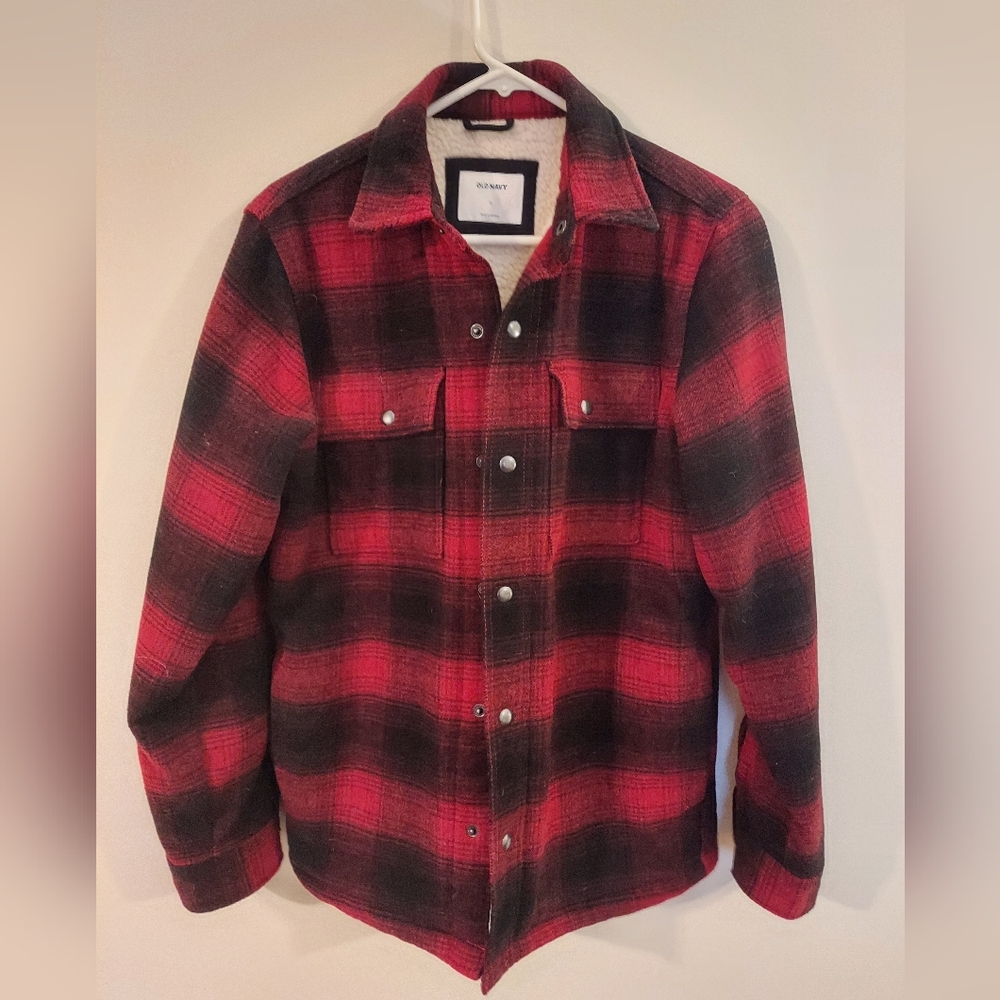 COPY - Old Navy, Heavy Wool and Sherpa Plaid Shirt Jacket, Mens Small, NWOT